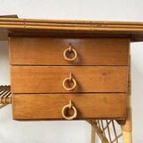 Louis Sognot rattan desk and its chair