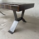 Table basse faïence et fer forgé mid century