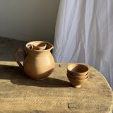 Vintage brutalist stoneware pink wine cooler pitcher H19