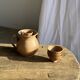 Vintage brutalist stoneware pink wine cooler pitcher H19