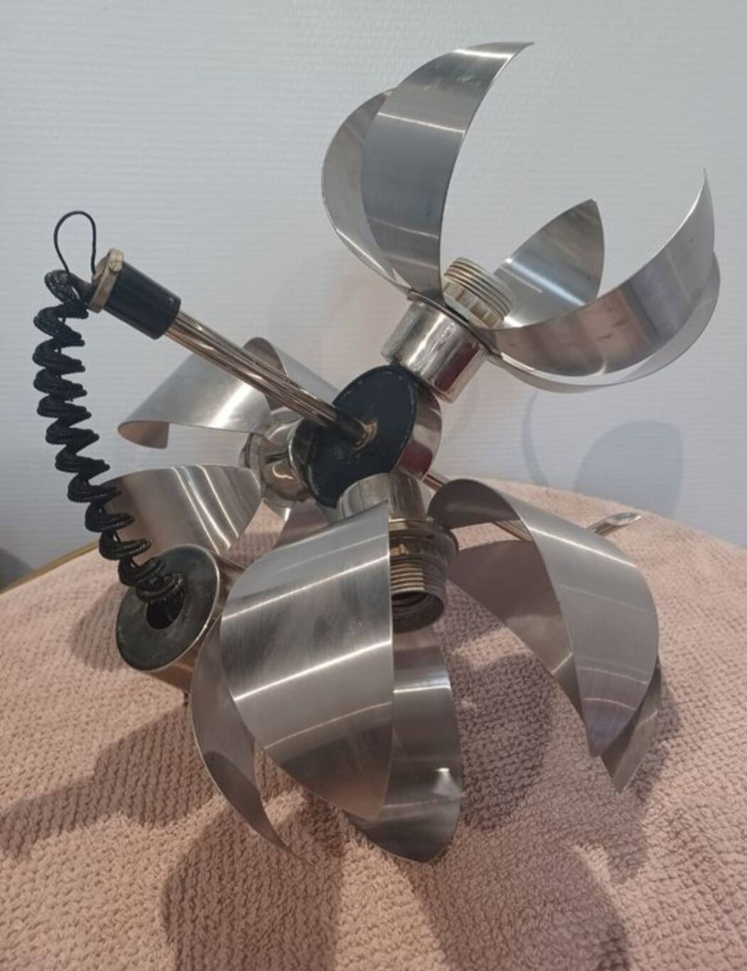 Chrome and aluminium luminaire from the 1970s.