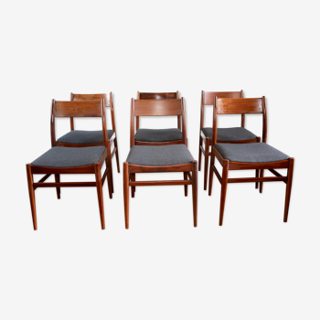 Série de 6 chaises teck vintage scandinaves Gessef 1960