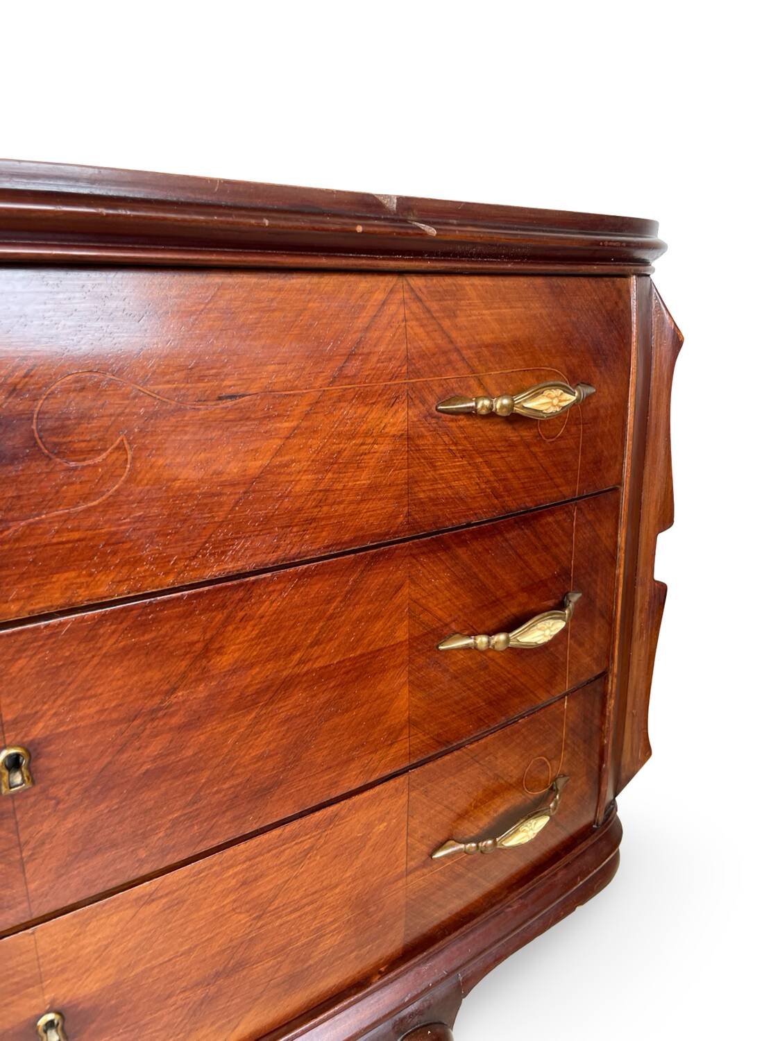 Commode en placage de palissandre avec plateau en onyx vert