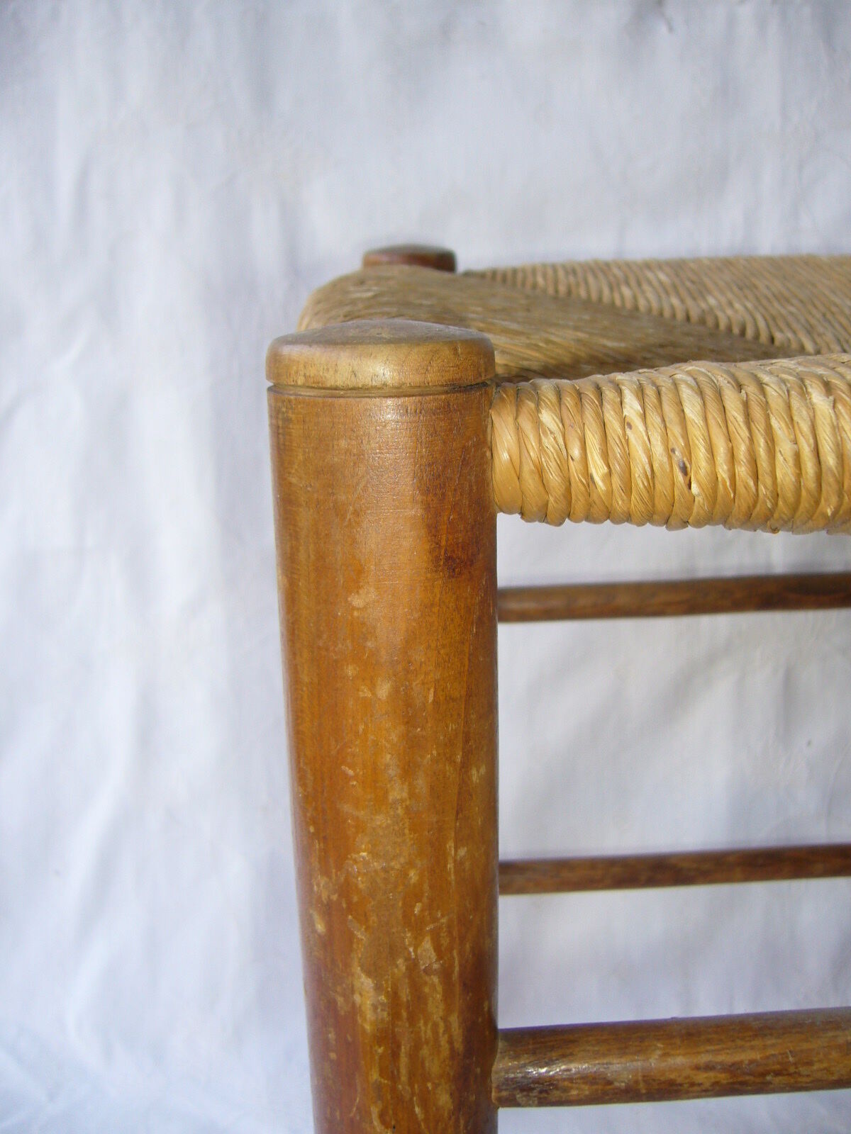 Wooden stool, mulched seat