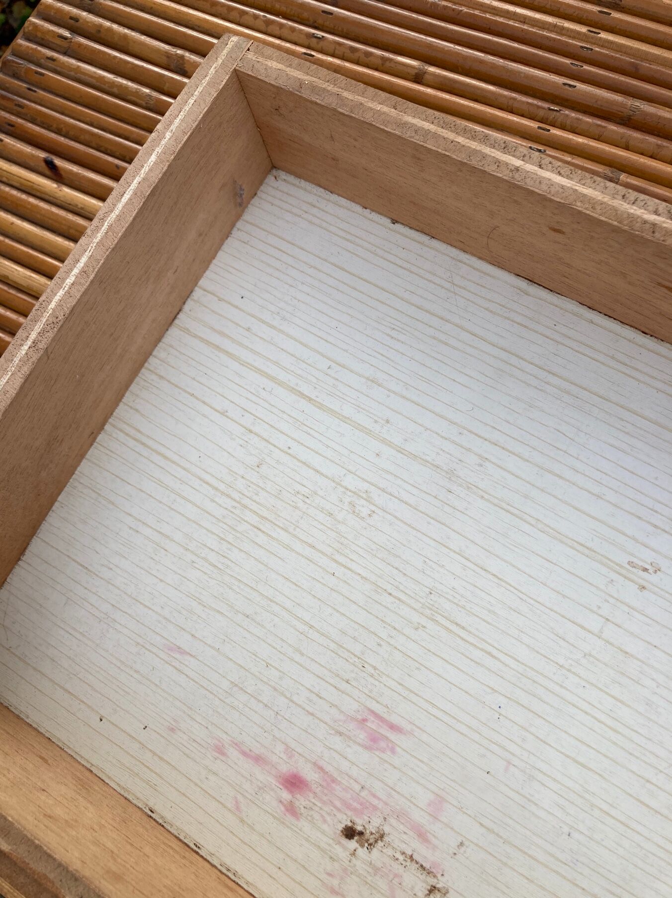 Vintage rattan magazine rack table