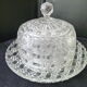 Antique cheese bell on its molded pressed glass tray