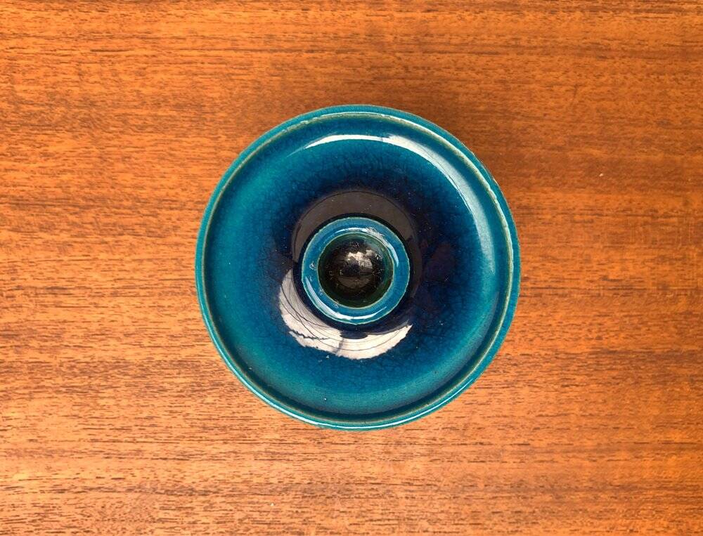 Danish ceramic candlestick from the mid-century by Herman A. Kähler for Hak, 1960s.