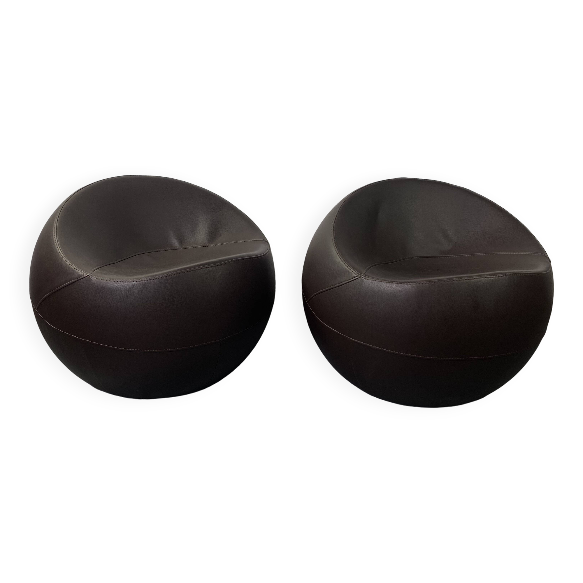 Brown Leather Ball Chair by Finn Stone