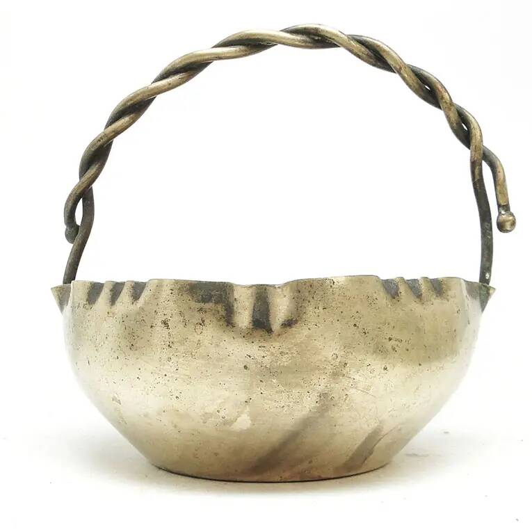 Basket sugar bowl, Art Nouveau, silver-plated brass, Norblin, Poland, early 20th century