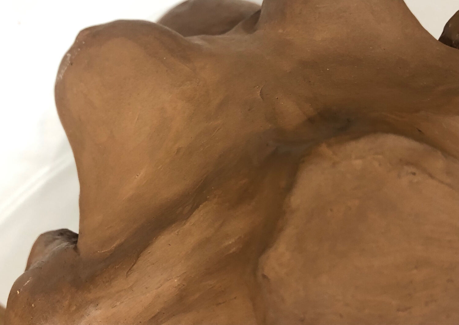 School bust of a female body in red clay terracotta