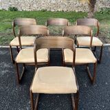 Set of 6 vintage baumann 1970 sled chairs