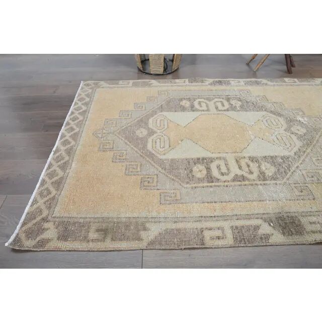 Vintage Handmade Orange Runner Rug Oushak Wool Runner 114x386