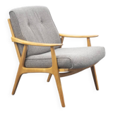 1950s armchair in restored cherry wood, two available