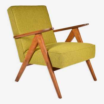 60's armchair compas, restored, yellow mustrard