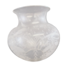 Globe for oil lamp acid engraved glass decor leaf