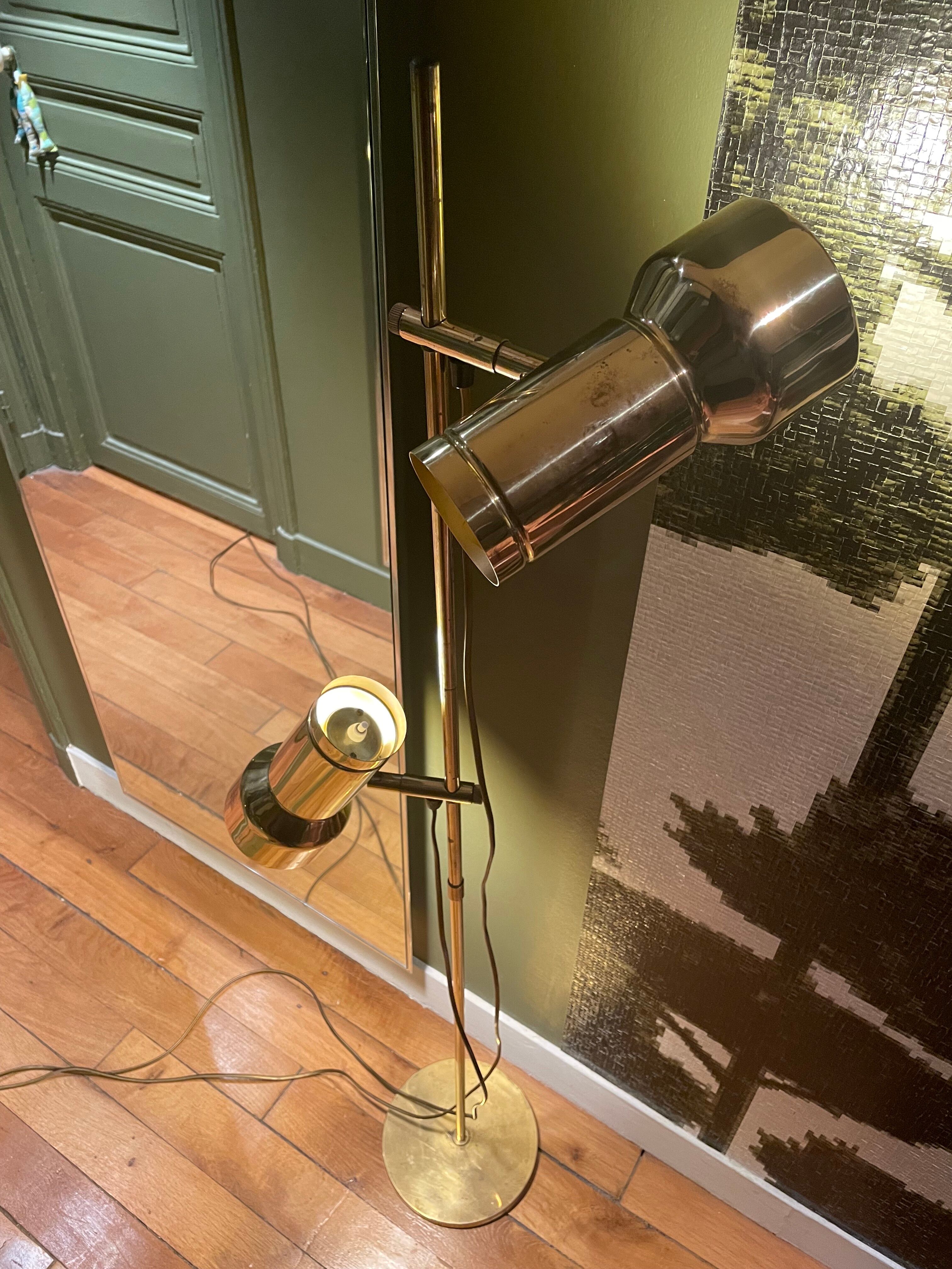 Danish reading lamp 2 height-adjustable reflectors in gold brass Frandsen