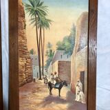 Pair of oils on orientalist canvas, 20th century