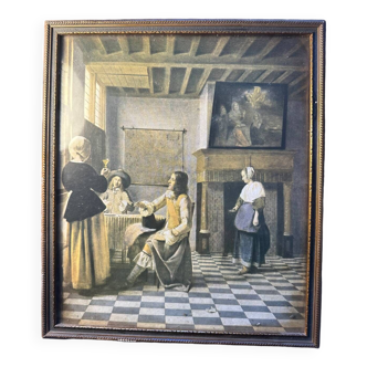 Vintage Années 40 - Gravure Encadrée- Pieter De Hooch - A Dutch Interior