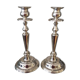 Pair of candle holders in sober and elegant silver metal