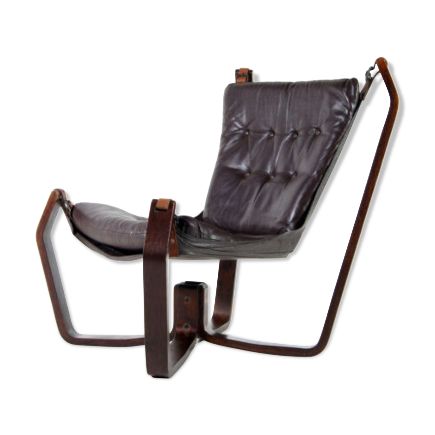 Vintage retro leather Falcon chair by Sigurd Ressell