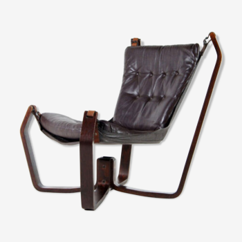 Vintage retro leather Falcon chair by Sigurd Ressell