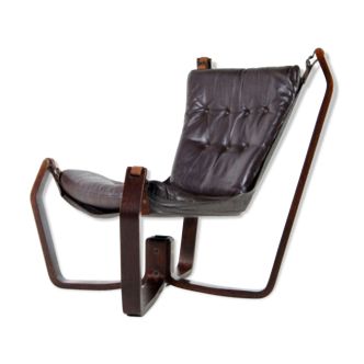 Vintage retro leather Falcon chair by Sigurd Ressell