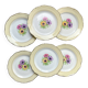 6 vintage porcelain dinner plates with white and golden yellow floral pattern L'Amandinoise "Coopélia" - Vintage floral tableware