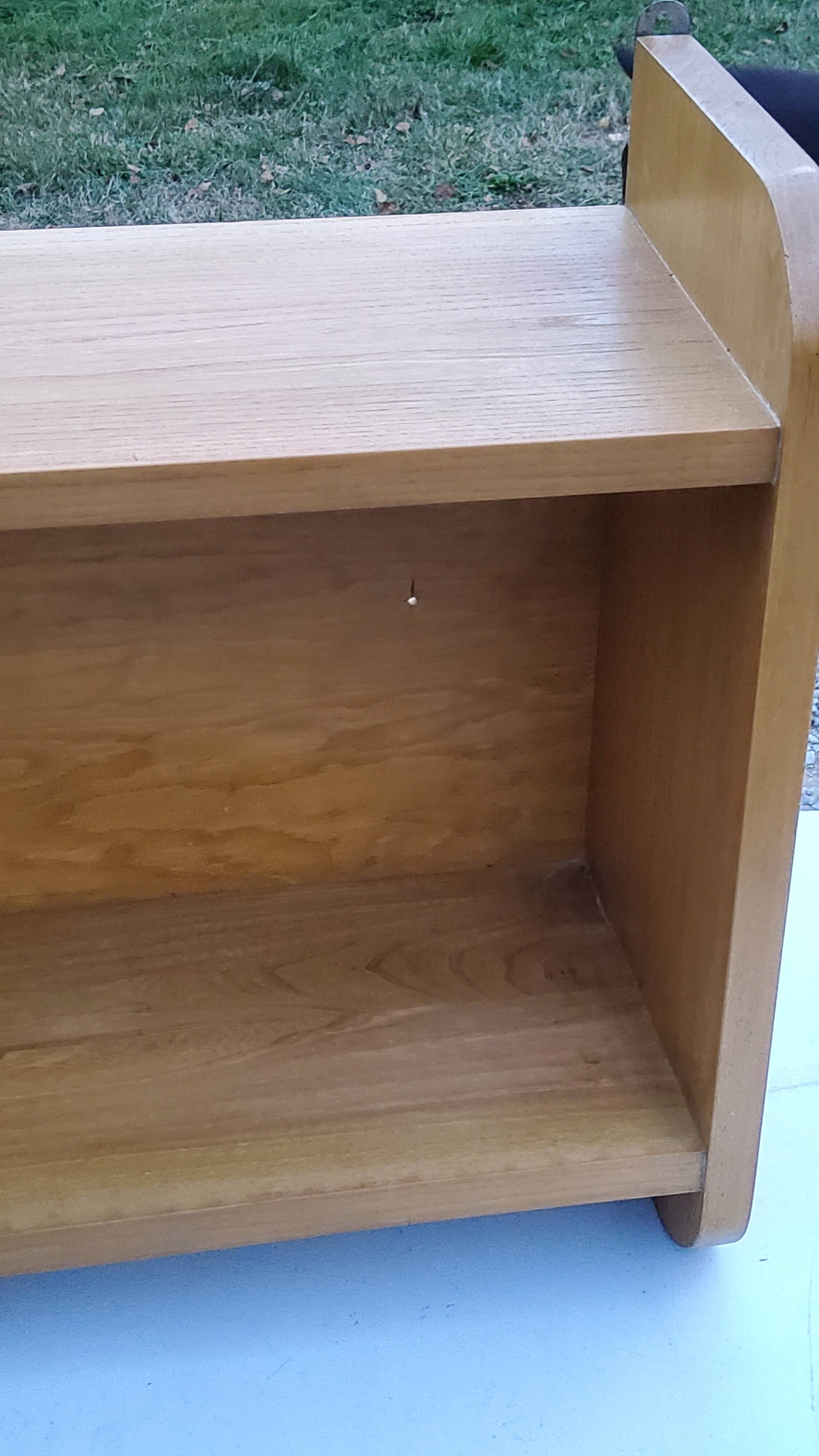 Double wall shelf in solid blond oak from the 1950s