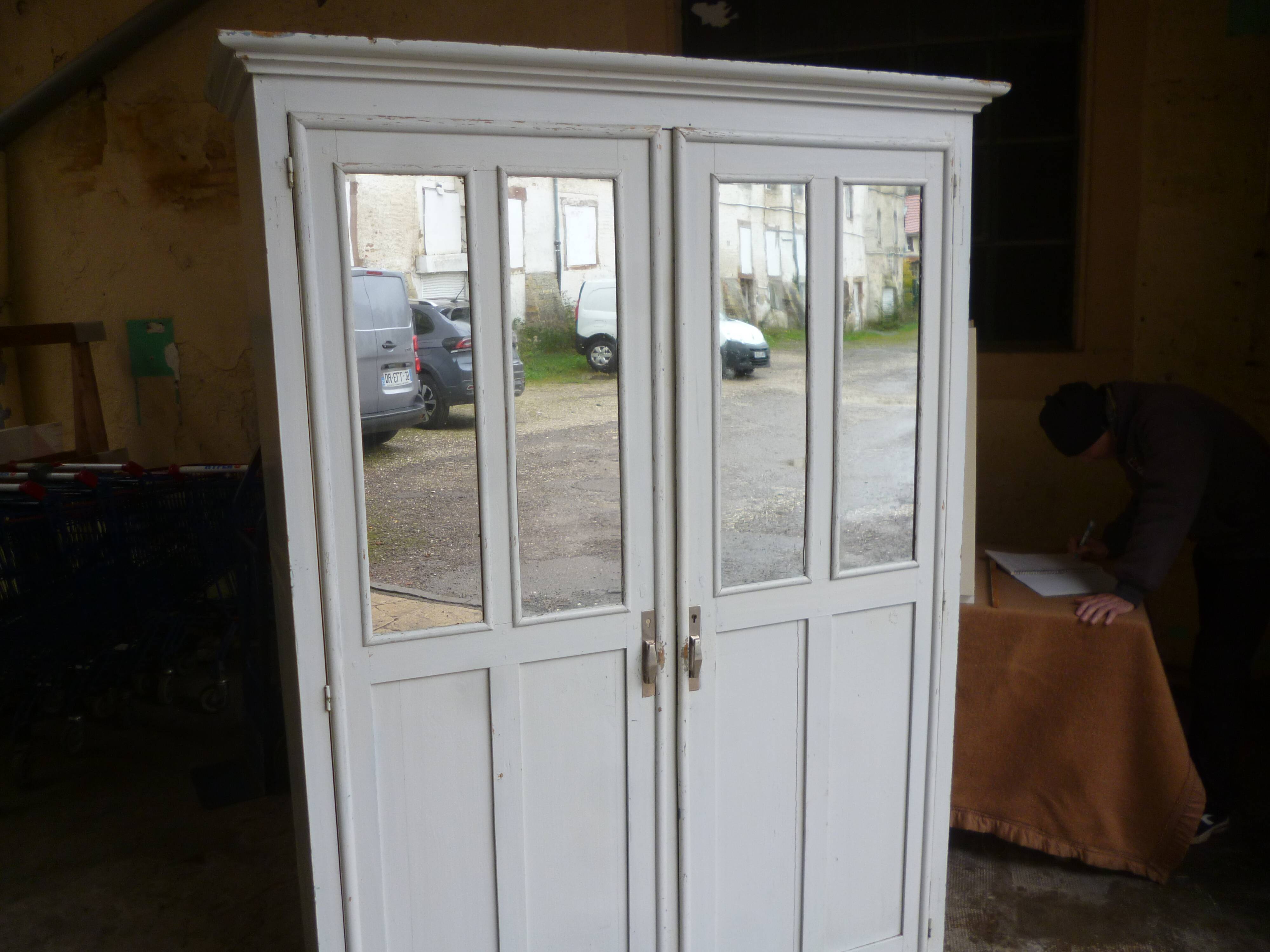 Old white patina workshop cabinet