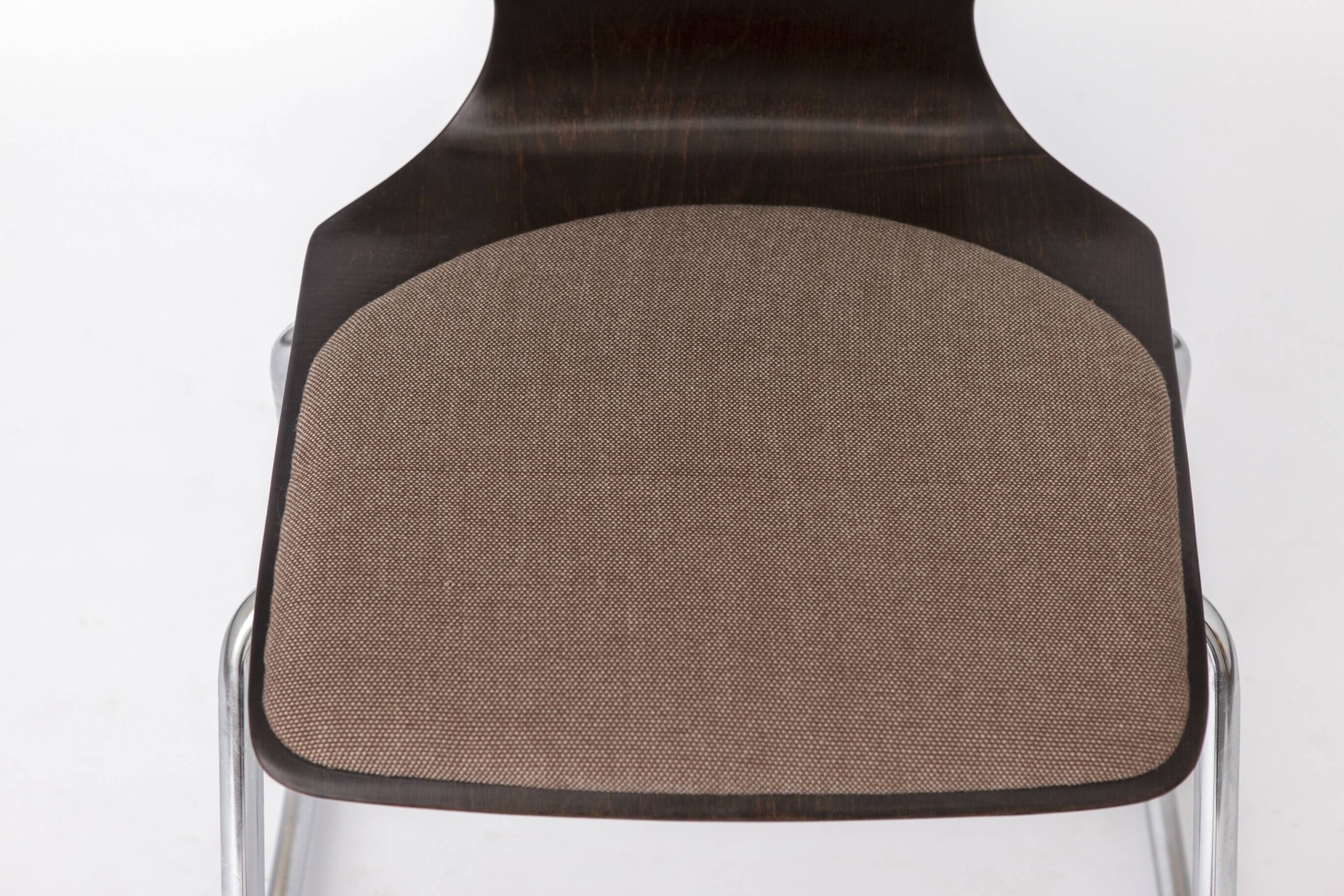 Flötotto Pagwood Chair with Fabric Seat, German Vintage Plywood Chair 1970s