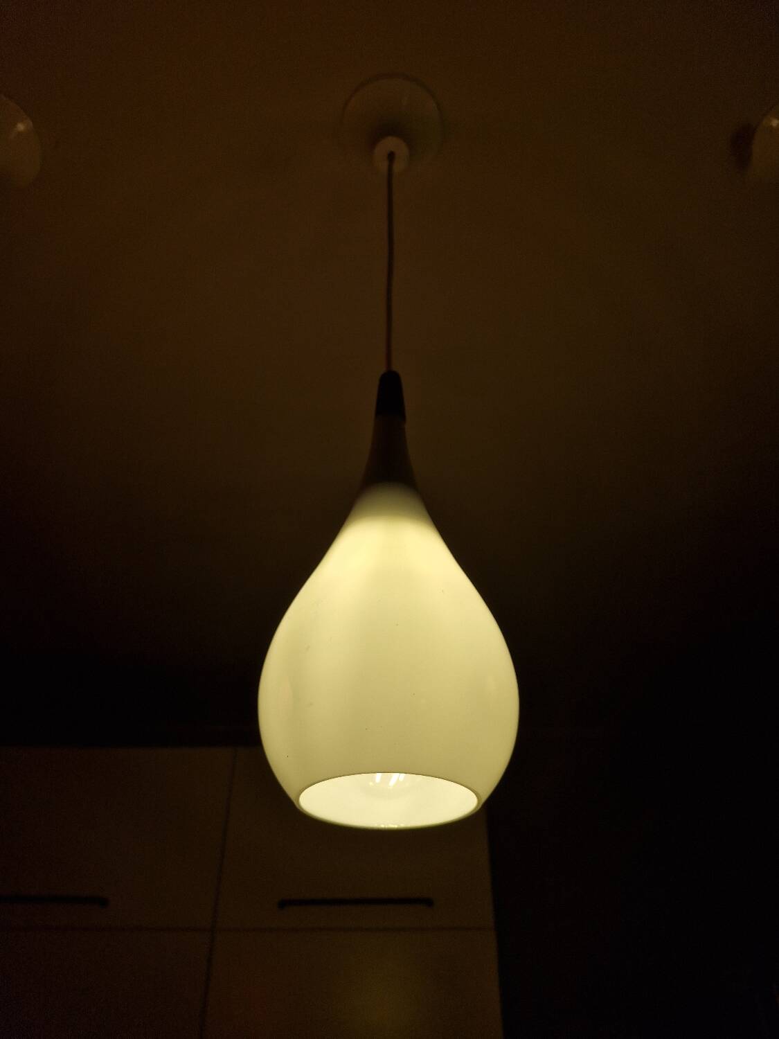 Scandinavian suspension trio Holmegaard 1960, opal glass blown.
