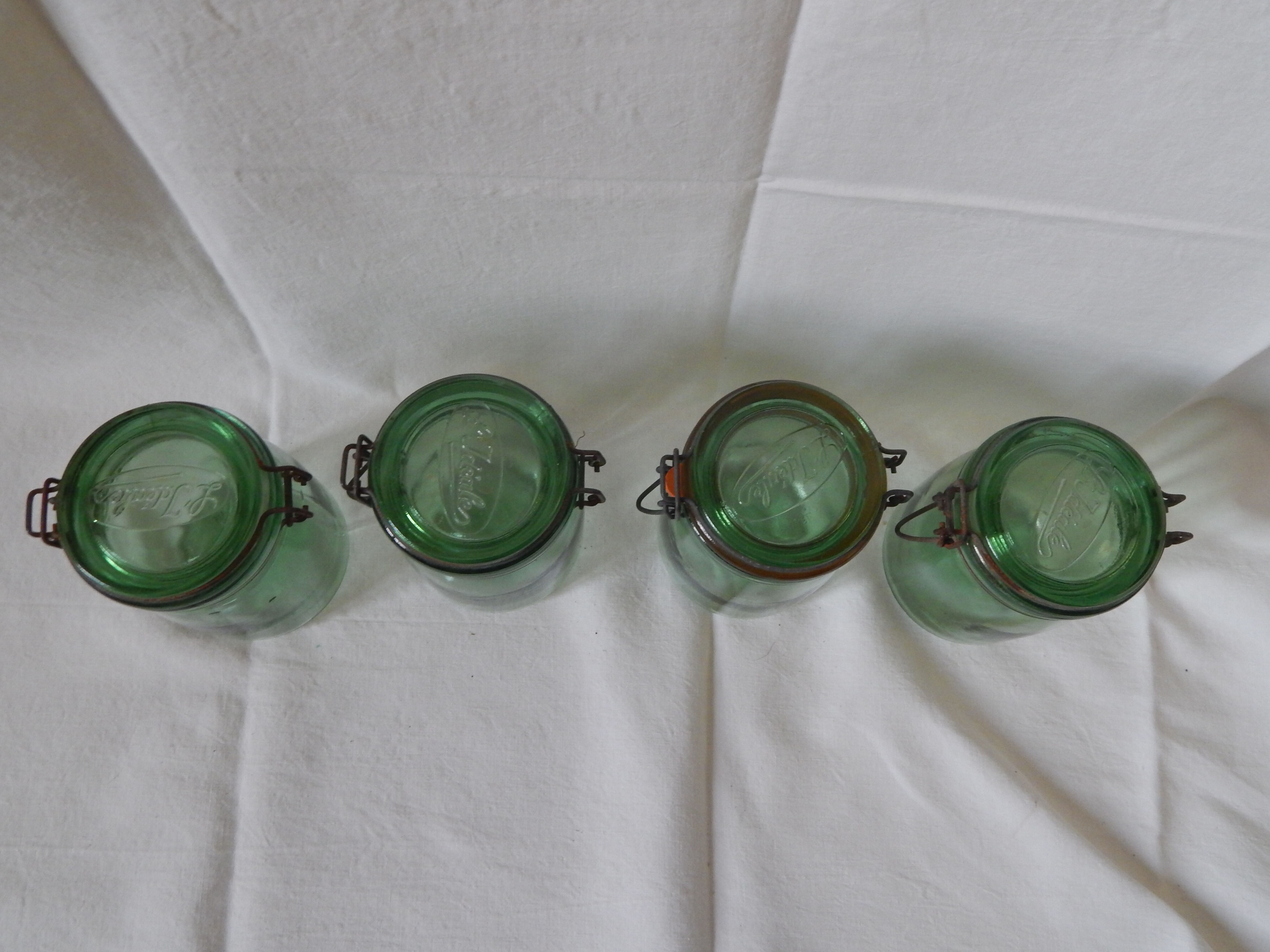 Series of 4 old jars the perfect 3/4 liter