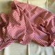 Long vintage red and white country tablecloth