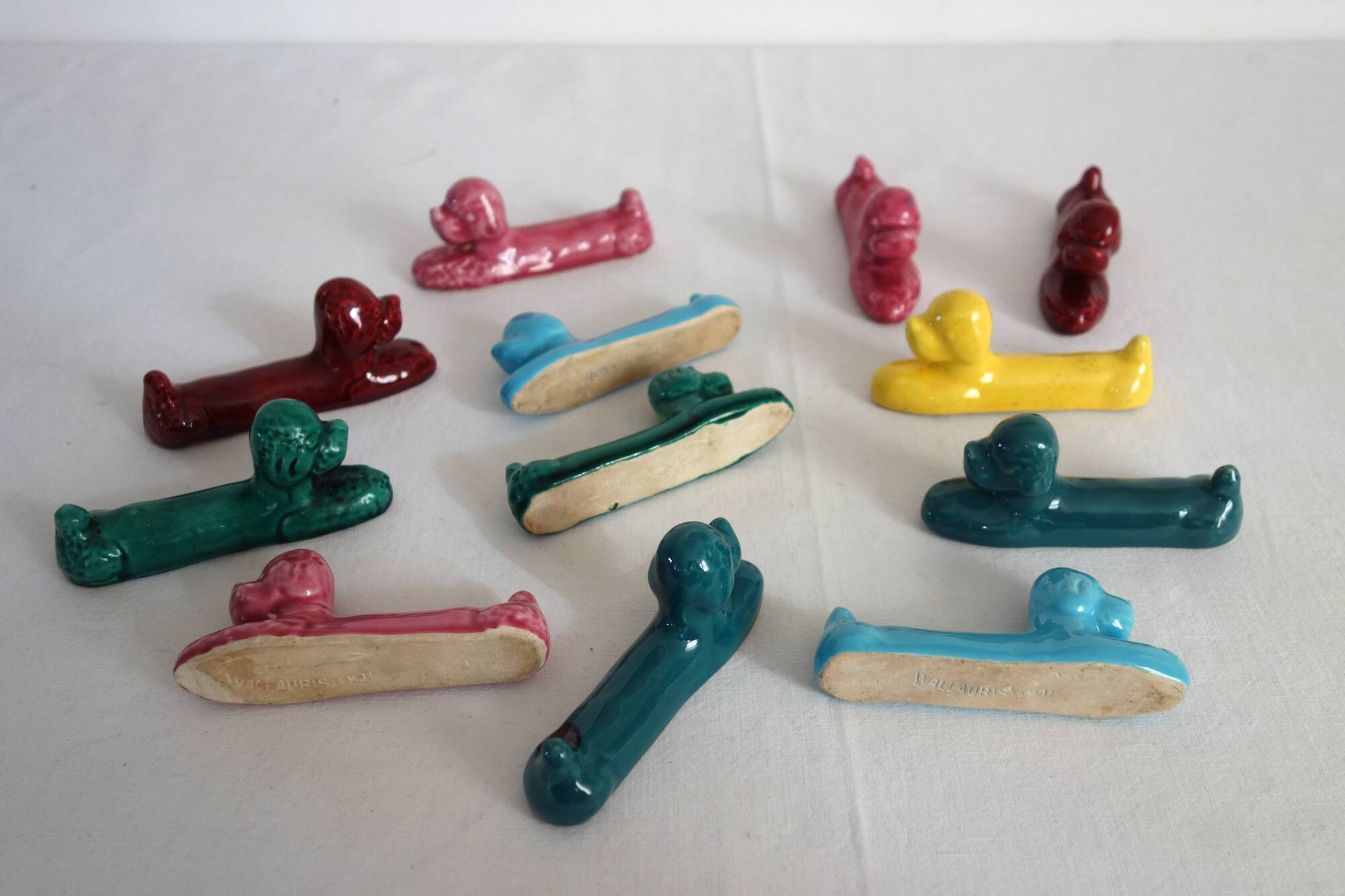 12 vintage Vallauris ceramic knife holders