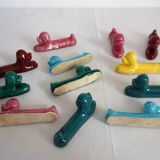 12 vintage Vallauris ceramic knife holders