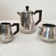 Art Deco coffee service from the 1930s, 3 pieces in silver-plated metal.