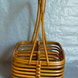 Bottle basket in vintage wicker 60s