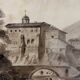 Original painting "Animated Monastery Landscape" around 1850 Italy?