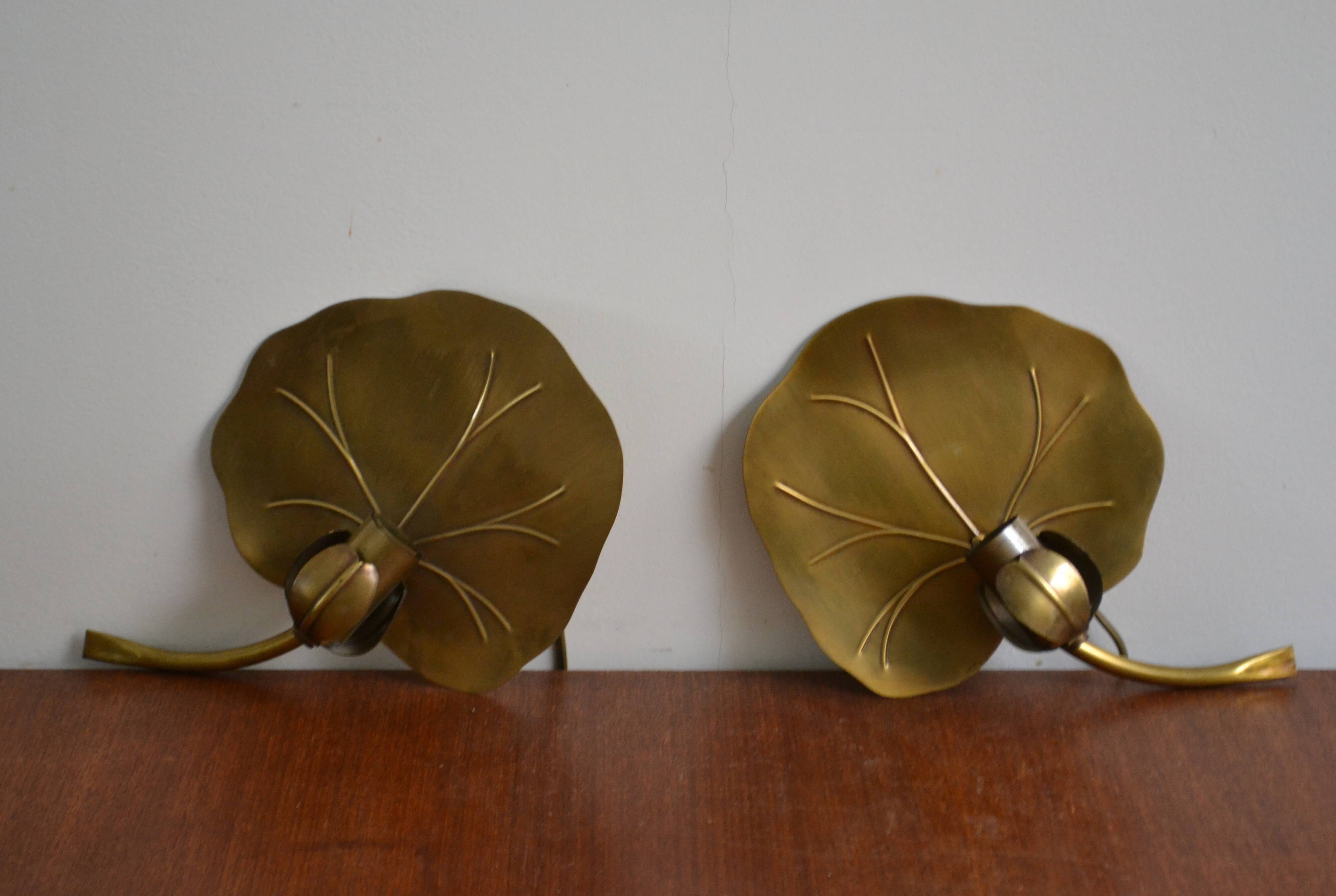 Pair of wall lights brass 70s