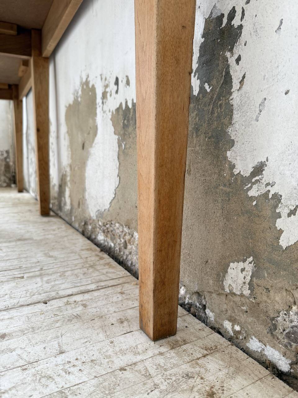 Oak and pine farmhouse console table