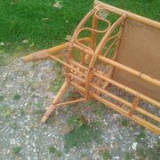 Table basse ancien en rotin vintage