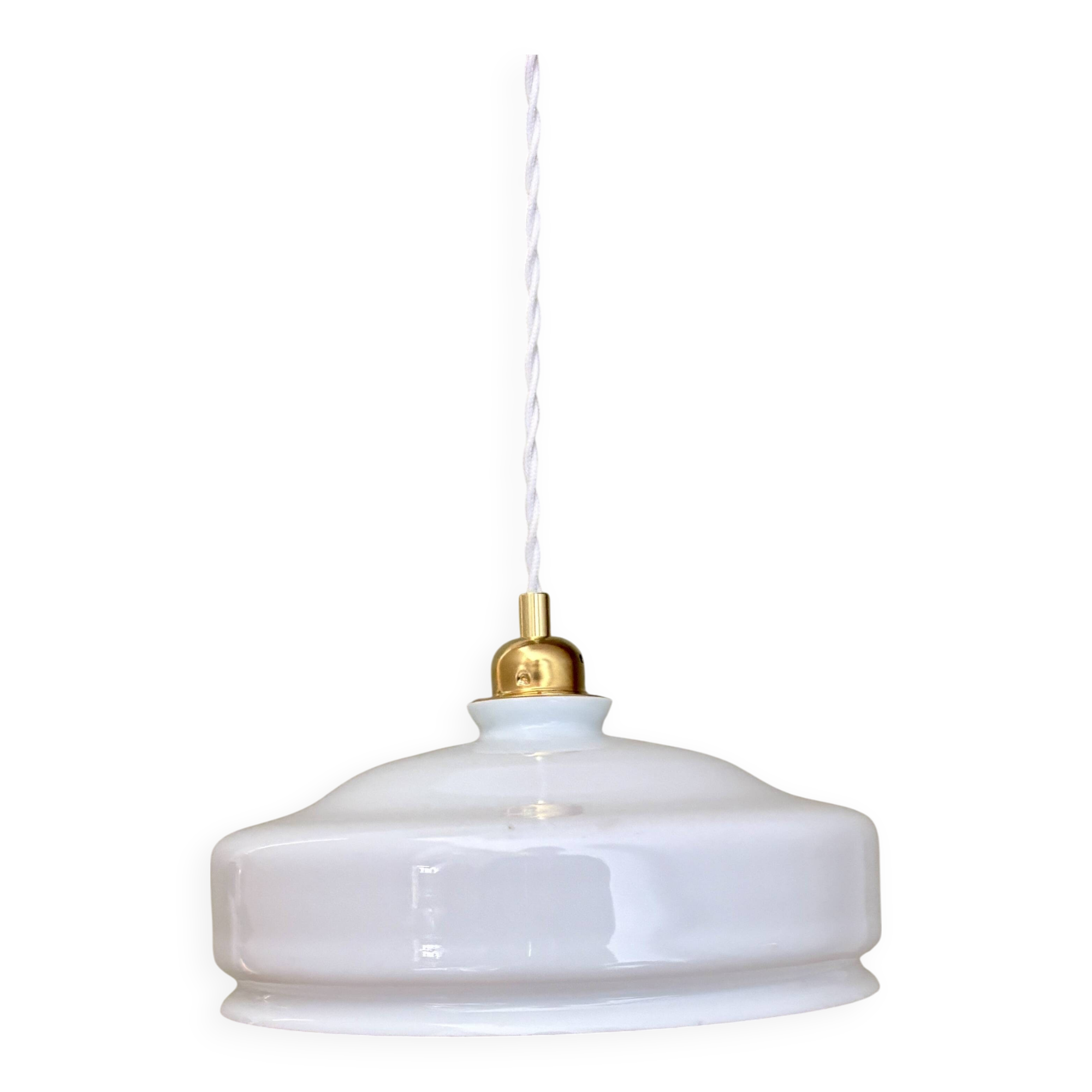 Vintage white opaline lampshade pendant light