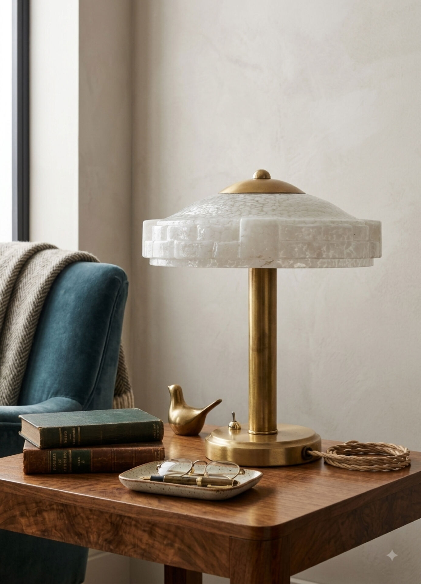 Table lamp in Skyscraper style • Clichy glass & brass