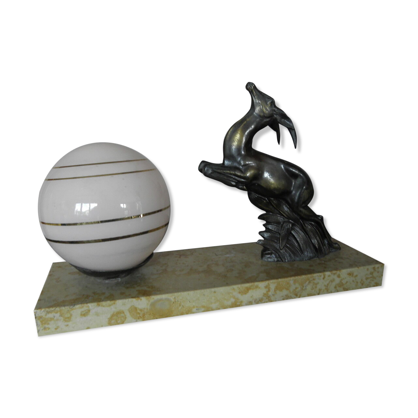 Art Deco marble figurine table lamp
