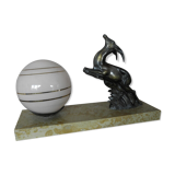 Art Deco marble figurine table lamp