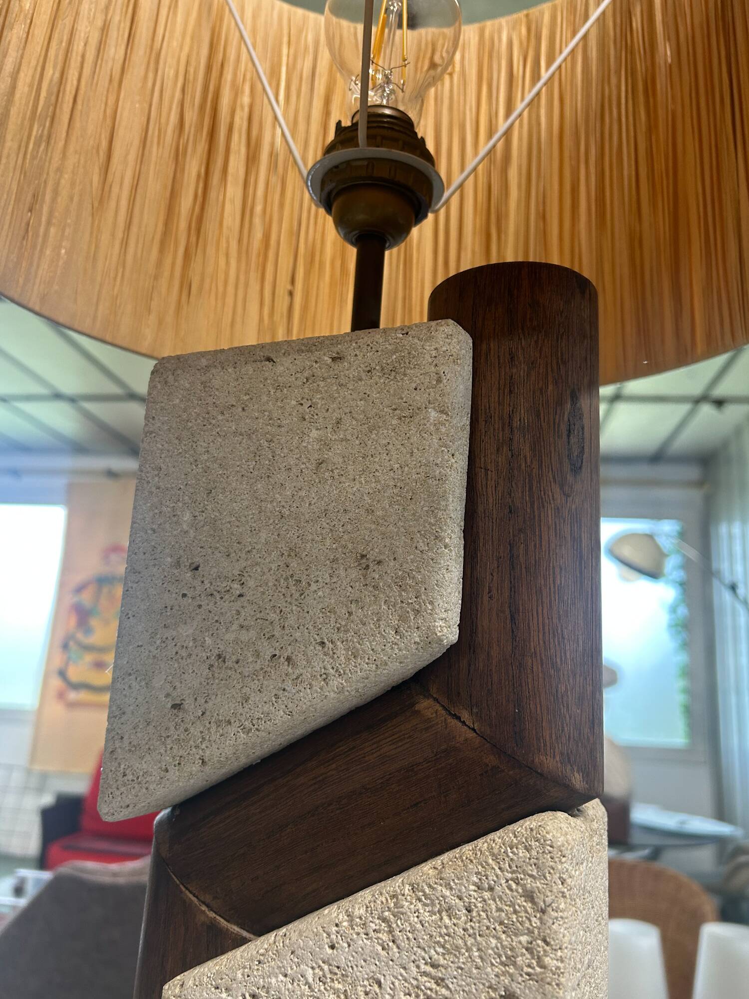 Albert Tormos lamp stone and wood 60-70