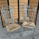 Cast iron and straw bistro chair, 1930s