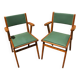 Pair of green bridge armchairs