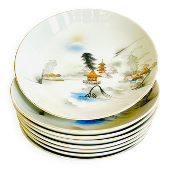 8 Hayashi Kutani bowl plates, porcelain, China