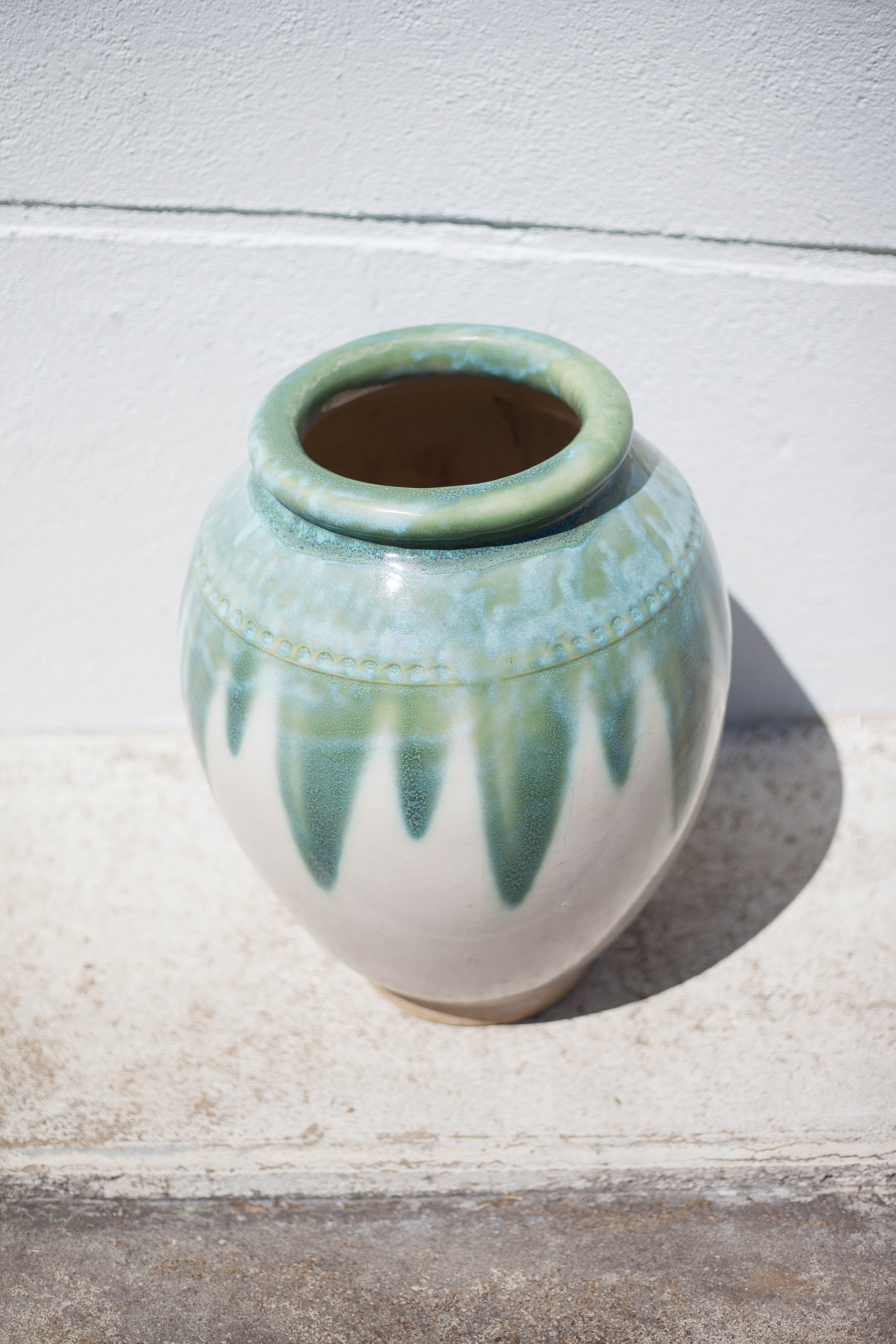 Ceramic pot, jar, glazed planter, vintage pot cover, decoration